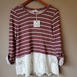 Blu Pepper | Striped Mock Layered Top